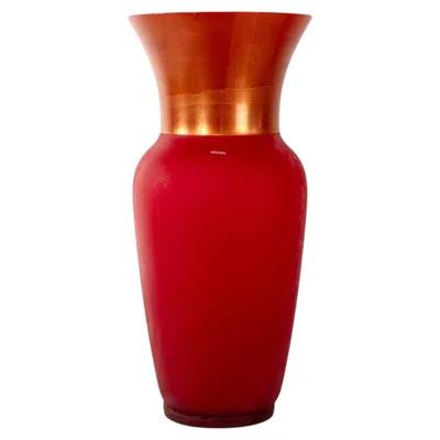 Pre-owned Venini Opalino 90th Vase Red, Gold And White Glass, 2010 Limited Edition 237/399