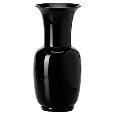 Pre-owned Venini Opalino Glass Vase In Black Black Inside By