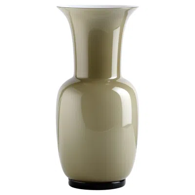 Pre-owned Venini Opalino Glass Vase In Grey Milk White Inside By
