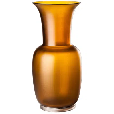 Pre-owned Venini Opalino Glass Vase In Tea And Crystal By  In Brown