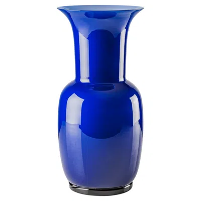 Pre-owned Venini Opalino Large Indigo Milk White Inside Glass Vase