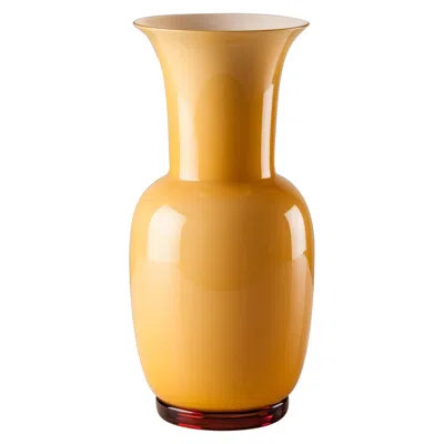 Pre-owned Venini Opalino Medium Vase In Amber Murano Glass In Brown