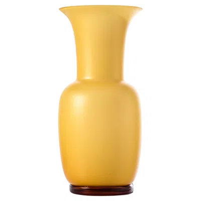 Pre-owned Venini Opalino Sabbiato Glass Vase In Amber By  In Brown