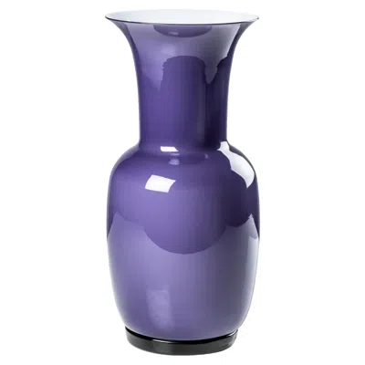 Pre-owned Venini Opalino Small Vase In Indigo Milk White Inside Murano Glass