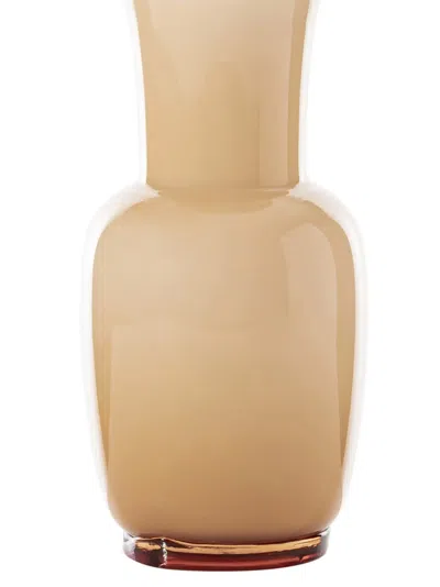 Venini Opalino Vases Orange In Brown