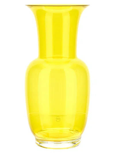 Venini Opalino Vases Yellow In Gold