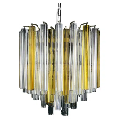 Pre-owned Venini Original Cascade Murano Glass Crystal Prism Chandelier From , Italy 1970s In Sand