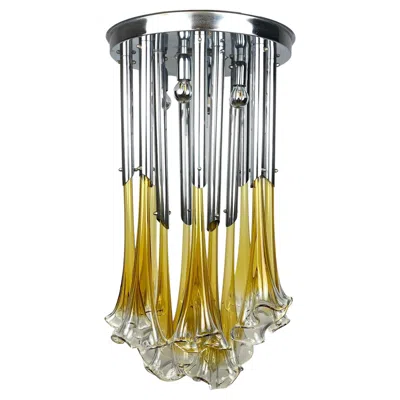 Pre-owned Venini Original Murano Chandelier Calla Lily By , Italy 1960s In Brown