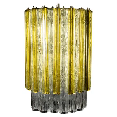 Pre-owned Venini Original Tronchi And Gold Triedi Chandelier Or Lantern, Murano 1960 In Brown