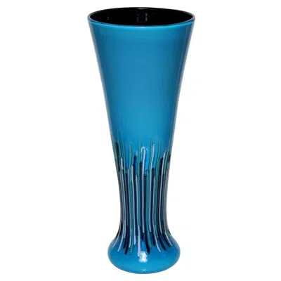 Pre-owned Venini Original Versace For  Rivoli Vase In Blue