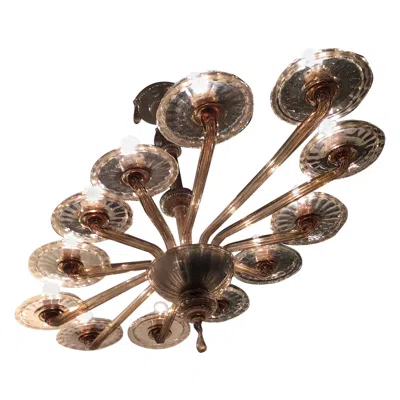 Pre-owned Venini Oval Murano Glass Chandelier 12-light, 1930, Italy In Brown
