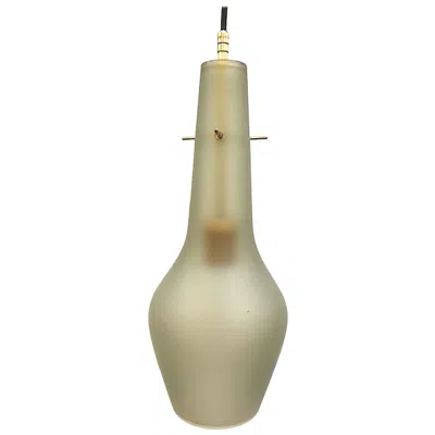 Pre-owned Venini Pair 1950s Grey Amber Satin Finish Glass Pendant Light In Gray