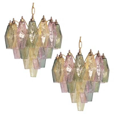 Pre-owned Venini Pair Murano Chandeliers In Brown