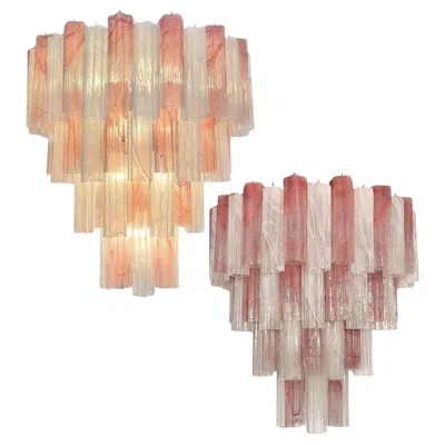 Pre-owned Venini Pair Murano Chandeliers In Sand