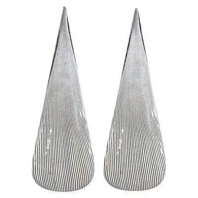 Pre-owned Venini Pair Of Black And White Murano Glass Lamps By Vetri
