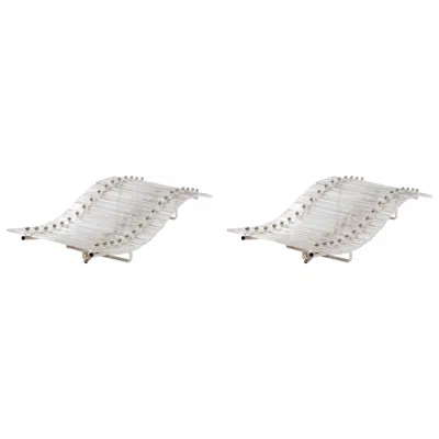 Pre-owned Venini Pair Of Italian Murano Glass Sconces, Attributed To , Circa 1960s In Transparent