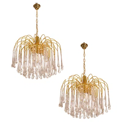 Pre-owned Venini Pair Of Lady White, Murano Chandelier White Drops, 1970s