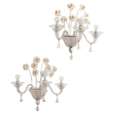 Pre-owned Venini Pair Of Murano Glass Appliques By Napoleone Martinuzzi For  In Sand