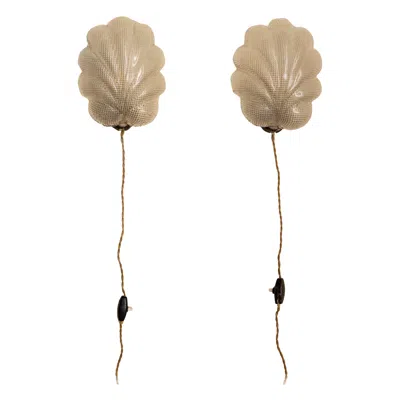 Pre-owned Venini Pair Of Murano Glass Wall Lights By , Italy, 1940s. In Sand