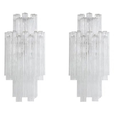 Pre-owned Venini Pair Of Murano Sconces In Transparent