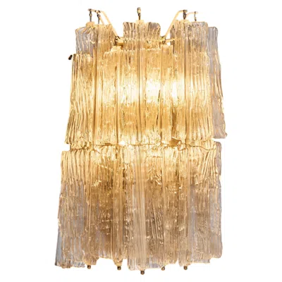 Pre-owned Venini Pair Of Toni Zuccheri For  Murano Eliche Glass Wall Sconces In Sand