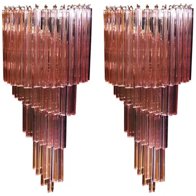 Pre-owned Venini Pair Of Venetian Wall Sconces, Murano, 1980s In Brown