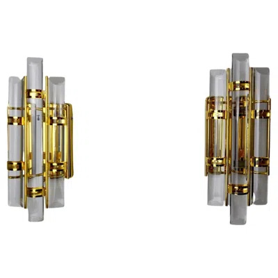 Pre-owned Venini Pair Of  Murano Glass Sconces Italy 1970 In Brown