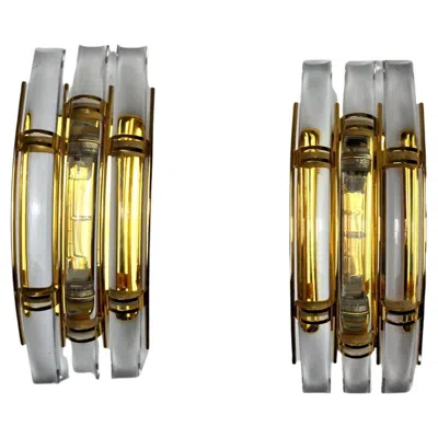 Pre-owned Venini Pair Of  Murano Glass Sconces Italy 1970 In Brown