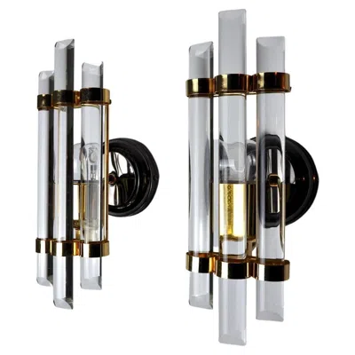 Pre-owned Venini Pair Of  Sconces In Talie Glass, 1970 In Transparent