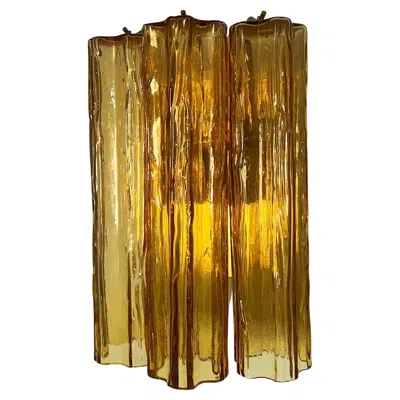 Pre-owned Venini Pair Of  Tronchi Sconces Or Wall Lights By Toni Zuccheri, 1970s In Brown
