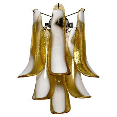 Pre-owned Venini Pair Of Vintage Italian Murano Wall Lights In The Manner Of Mazzega-caramel Lat In Brown
