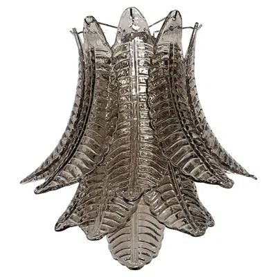 Pre-owned Venini Pair Of Vintage Murano Six-tier Felci Wall Sconce - Smoked Glasses In Transparent