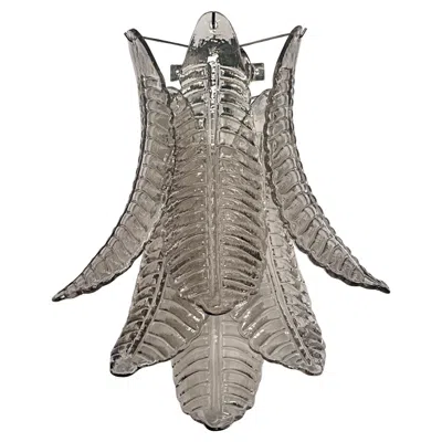 Pre-owned Venini Pair Of Vintage Murano Smoked Felci Glass Wall Sconces In Transparent