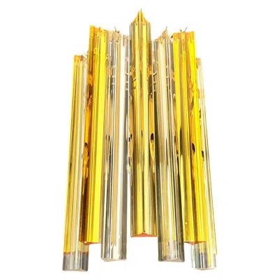 Pre-owned Venini Pair Of Vintage Murano Wall Sconce – 9 Amber And Clear Triedri In Brown