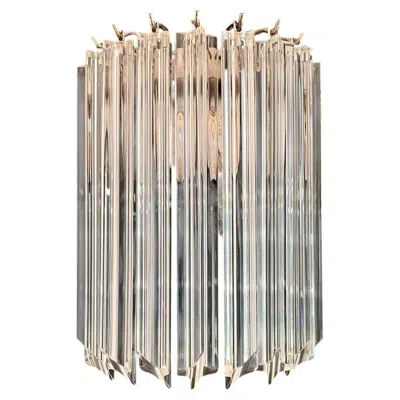 Pre-owned Venini Pair Of Vintage Murano Wall Sconce - 9 Trasparent Quadriedri In Clear