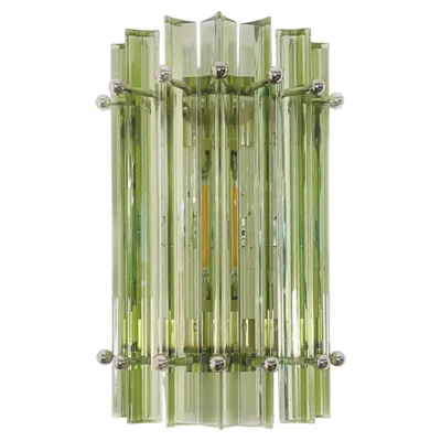Pre-owned Venini Pair Of Vintage Murano Wall Sconce - Green Triedri - Column Model