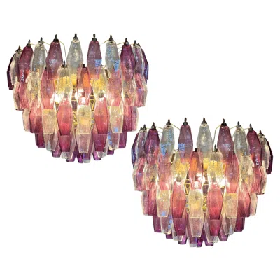 Pre-owned Venini Pair Poliedri Chandelier In Brown