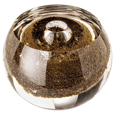Pre-owned Venini Palpito Glass Bowl In Clear With Bronze Flakes In Brown