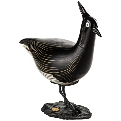 Pre-owned Venini Pavoncella Bird Sculpture By Toni Zuccheri In Black