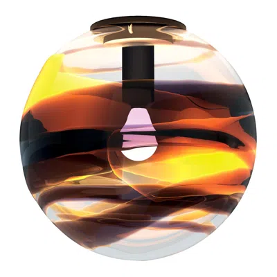 Pre-owned Venini Peter Marino Rotondo Large Ceiling Lamp In Crystal, Tea And Black Murano Glass