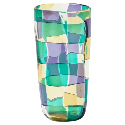 Pre-owned Venini Pezzato Alto 704.04 Glass Vase - Design Fulvio Bianconi - Damiani In Blue
