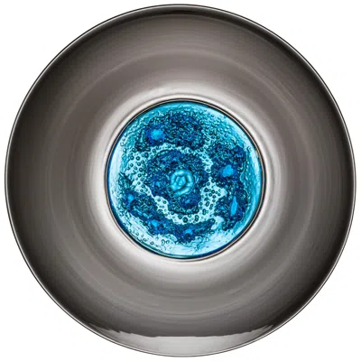 Pre-owned Venini Piatto Di Tapio Plate In Gray And Aquamarine By Tapio Wirkkala
