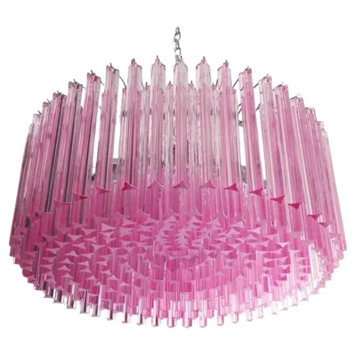 Pre-owned Venini Pink Glass Chandelier, Murano