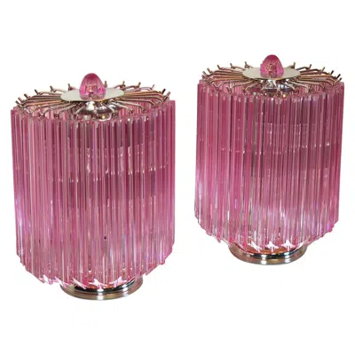 Pre-owned Venini Pink Quadriedri Table Lamp,  Style