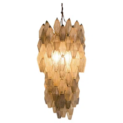 Pre-owned Venini Poliedri Chandelier In Murano Glass By Carlo Scarpa For  (first Edition) In Brown