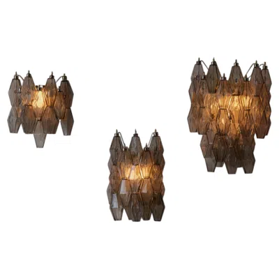 Pre-owned Venini 'poliedri' Sconces By Carlo Scarpa For  In Brown