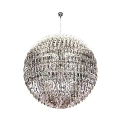 Pre-owned Venini Poliedri Sfera Large Murano Glass Chandelier In Transparent