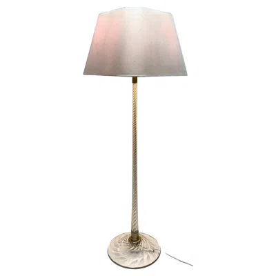 Pre-owned Venini Rare Brass And Murano Glass Floor Lamp By , Italy Circa 1950s In Sand
