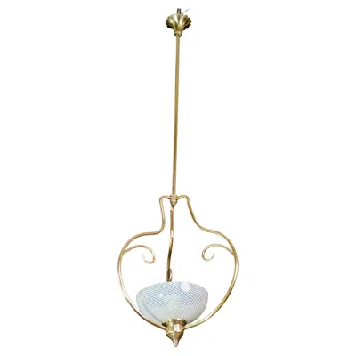 Pre-owned Venini Rare Elegant  Reticello Murano Glass Pendant, 1950s In Sand