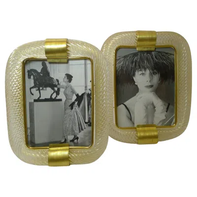 Pre-owned Venini Rare Large Pair Murano /  Torchon Picture Frames, C.1950 In Gray
